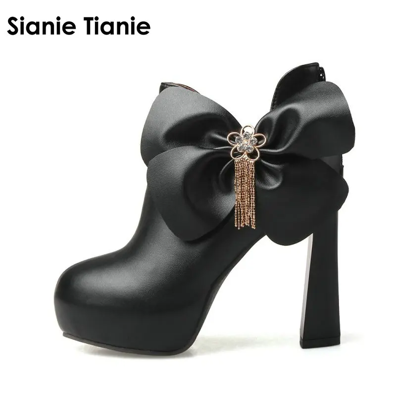Женские ботильоны на платформе Sianie Tianie красные белые черные высоком блочном