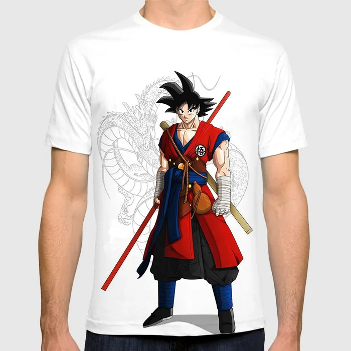 Плюс Размеры Для мужчин новая мода японского аниме Гоку принт летние топы Dragon Ball