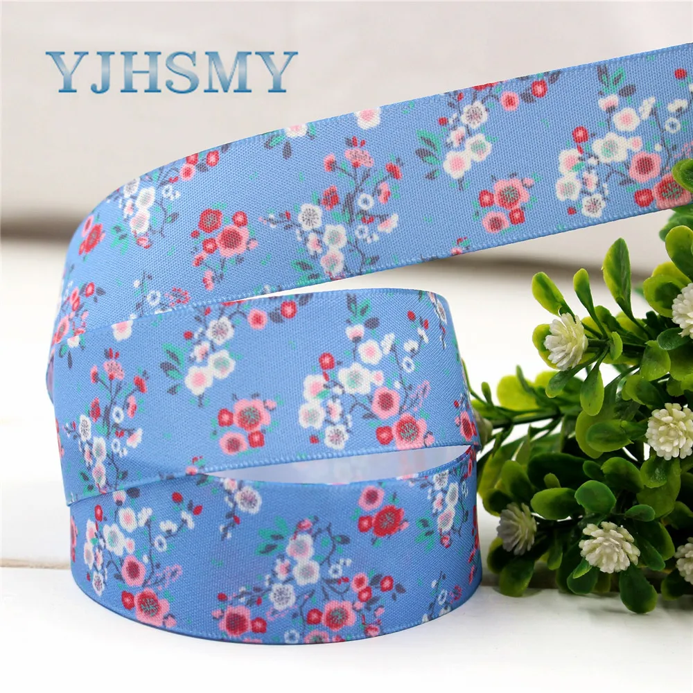 YJHSMY D 17306 1114 10 ярдов 25 мм цветочный принт grosgrain ленты Свадебные аксессуары