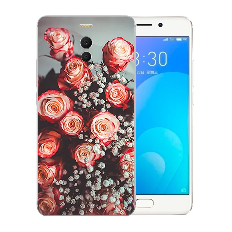 Phone Cases For Meizu M6 Note Luxury Blossom Pattern Silicone Meilan Cover for Note/Blue Charm 6 Shell |