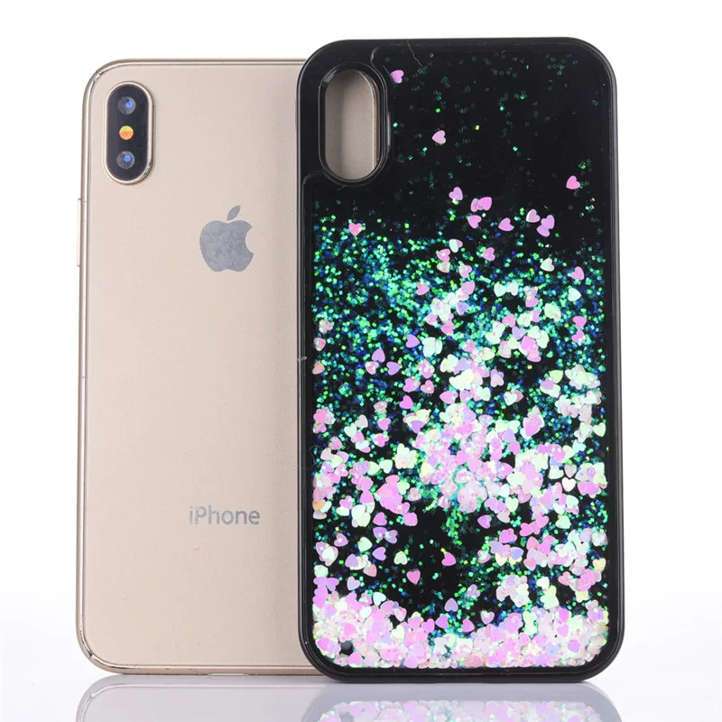 Черные Мягкие сверкающие зыбучие пески чехлы для телефонов Apple iPhone 6 6S Plus 7 7Plus