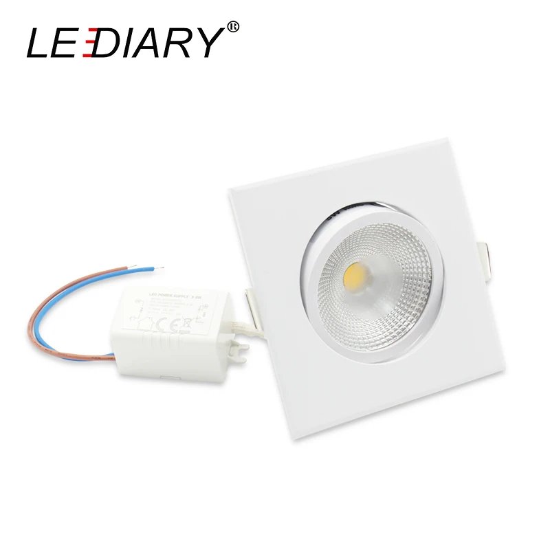 

LEDIARY 10Pcs/Lot COB LED White Square Downlights 100V-220V 5W 75MM Cut Hole Ceiling Spot Lamp Bedroom Kitchen Lighting Fixtures