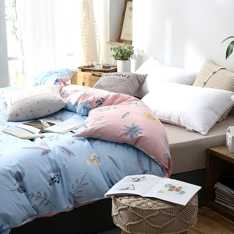 Светло голубой пододеяльник с принтом одеяло/одеяло чехол 100% хлопок мягкий на