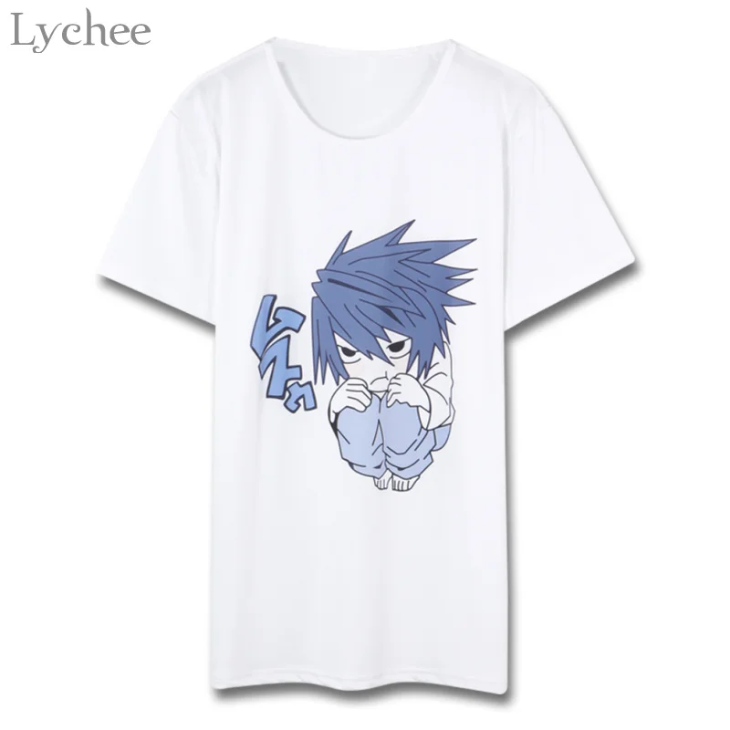 Летняя женская футболка Lychee с японским аниме принтом Death Note Повседневная