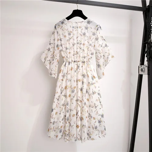 Новое шифоновое женское платье с цветочным принтом роскошное рукавами