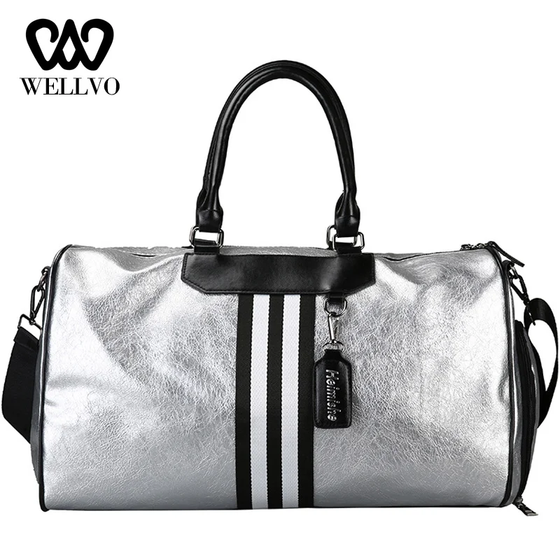 

2022 Unisex Travel Bag Hand Luggage Leather Handbag Women Large Shoulder Bags Couple Stripe Crossbody Tote Trip Package XA721WB