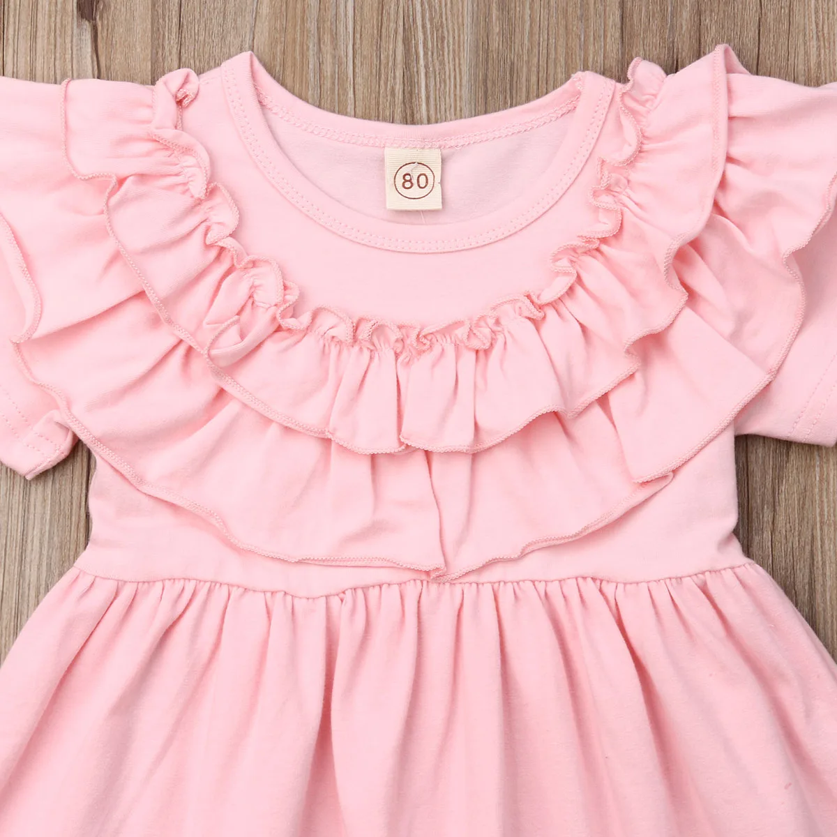 Новинка 2019 милое нарядное розовое платье с оборками для маленьких девочек