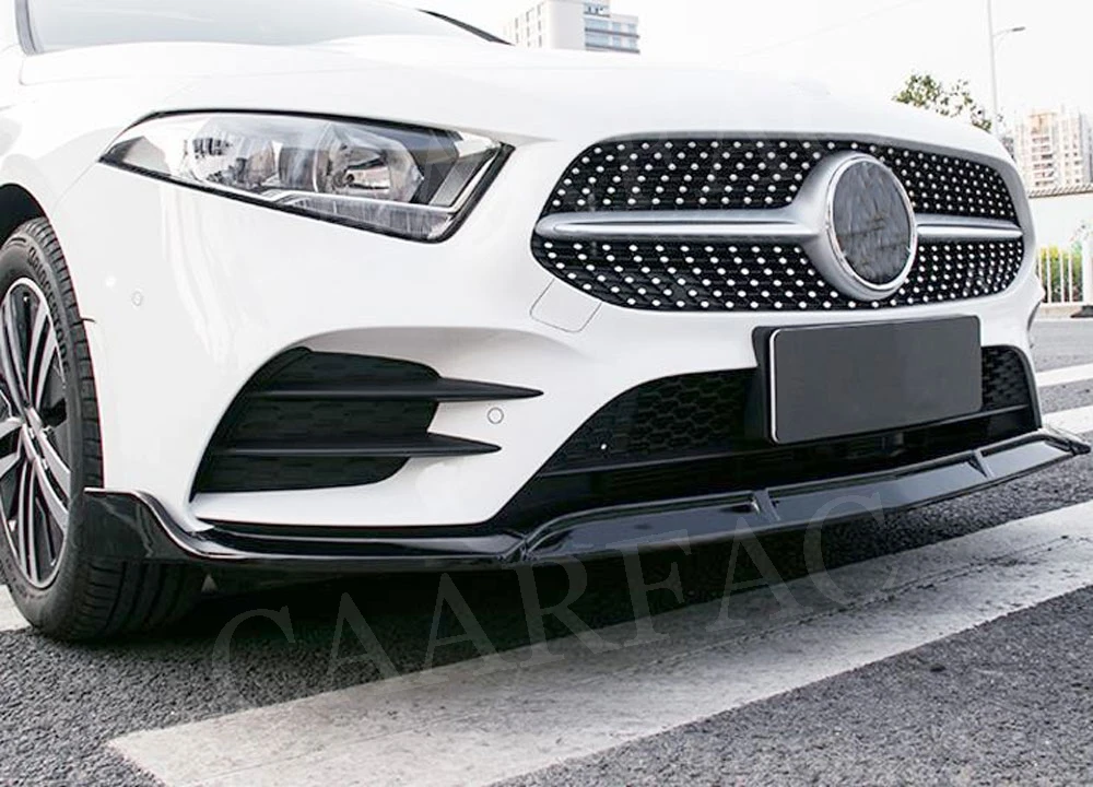 Класс ABS черный Передний спойлер для Mercedes Benz W176 A200 спортивные 3 шт./компл. головы бампера подбородка лопата для снега протектор