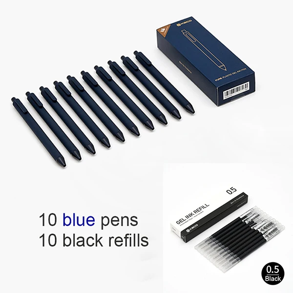 Blue and black ink 10 шт./упак. Xiaomi KACO ручка 0,5 мм чернилами ручка черный, белый цвет ABS Пластик и плавность линий для студентов школы/Обувь для офиса - Цвет: Blue and black ink