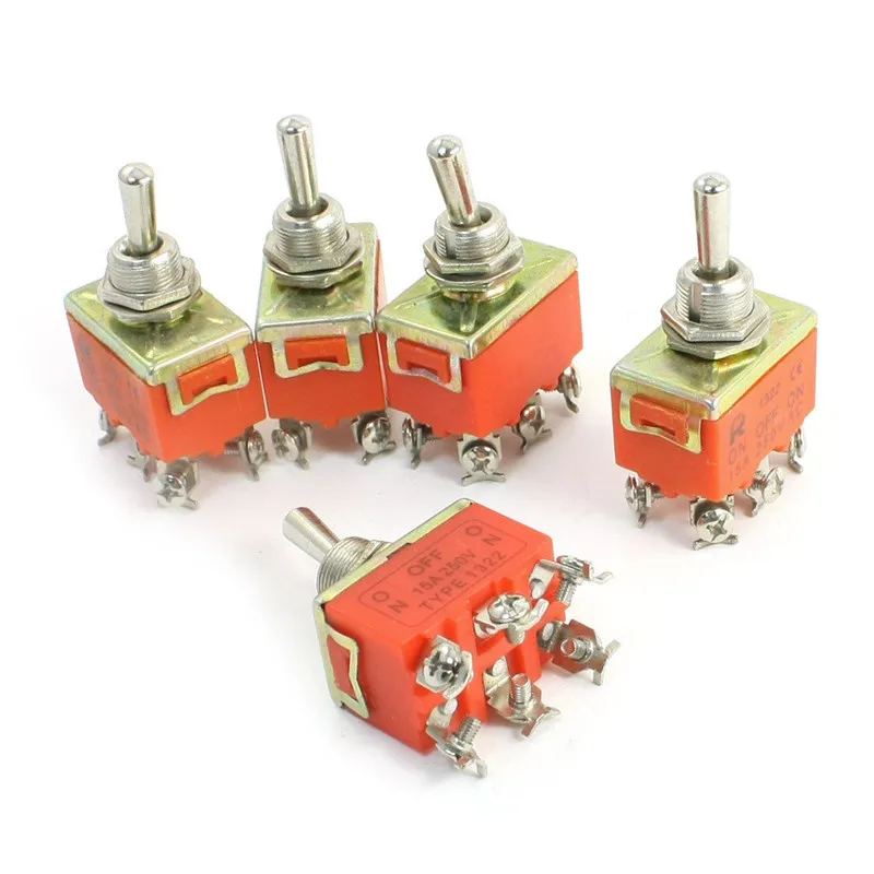 2Pcs 3 Position ON-OFF-ON DPDT Self-Locking Toggle Switch AC250V 15A | Обустройство дома