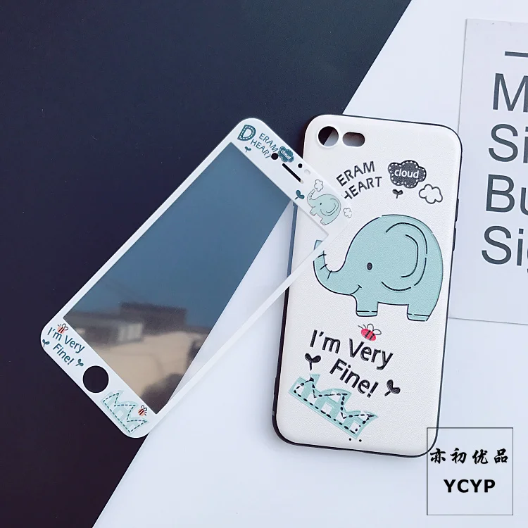Милый чехол для телефона с изображением слона iPhone X жирафа + пленка экрана из