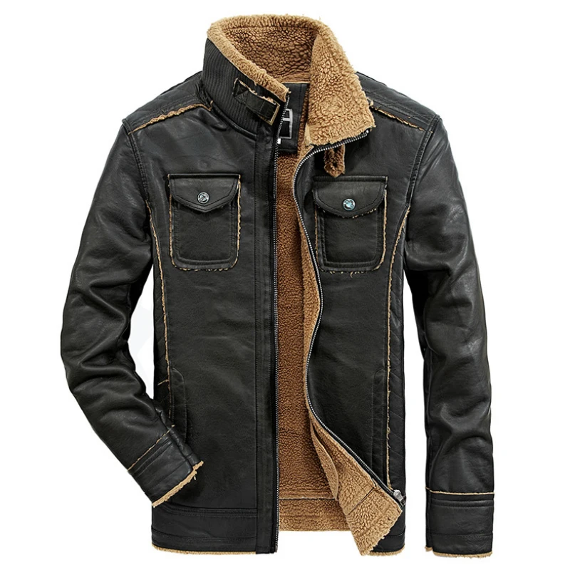 Новинка 2017 года зимние кожаные куртки Для мужчин ветровка ПУ Кожаные S Стенд