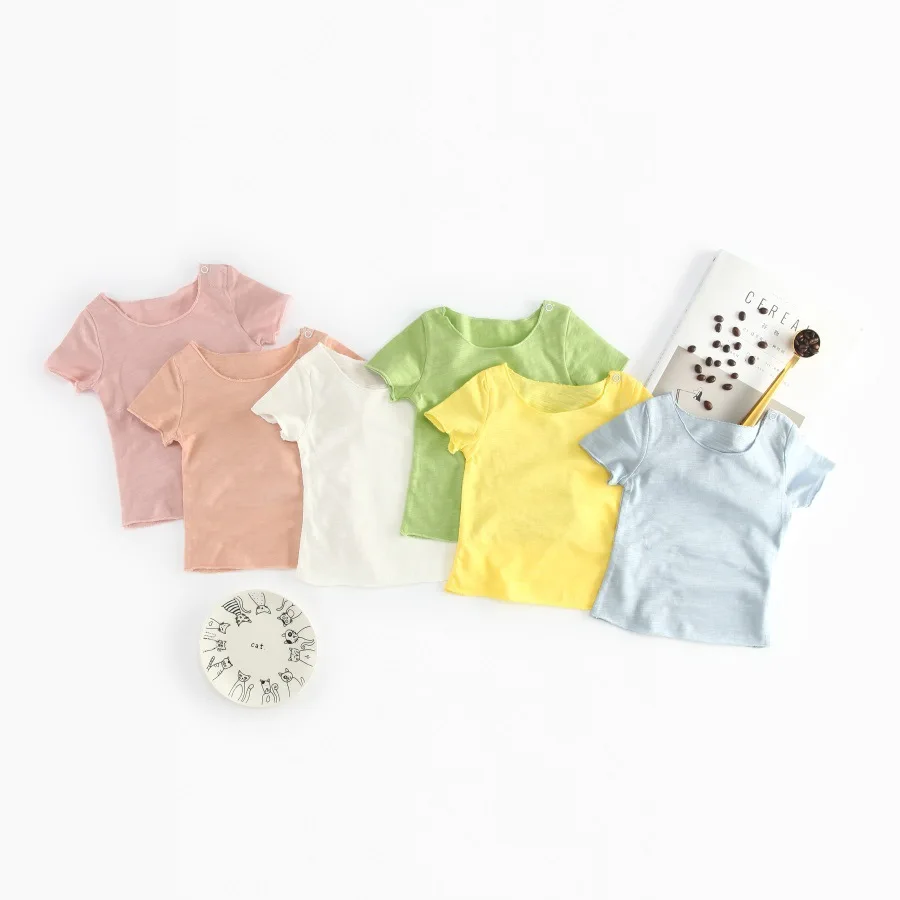 Children's T-shirt Top 2018 Brand Baby Summer T-Shirt Solid Color Clothing Boys Girls 0-2 Years | Детская одежда и обувь