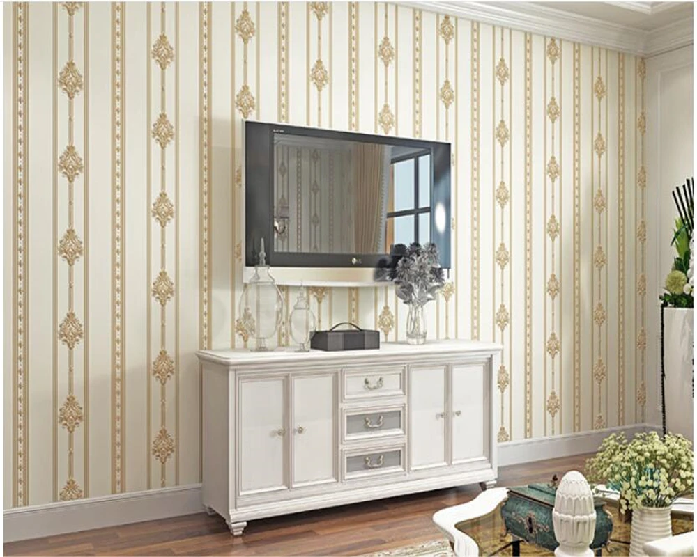 beibehang hudas beauty Modern European Damascus vertical stripes non-woven wallpaper wall papers home decor papel de parede |