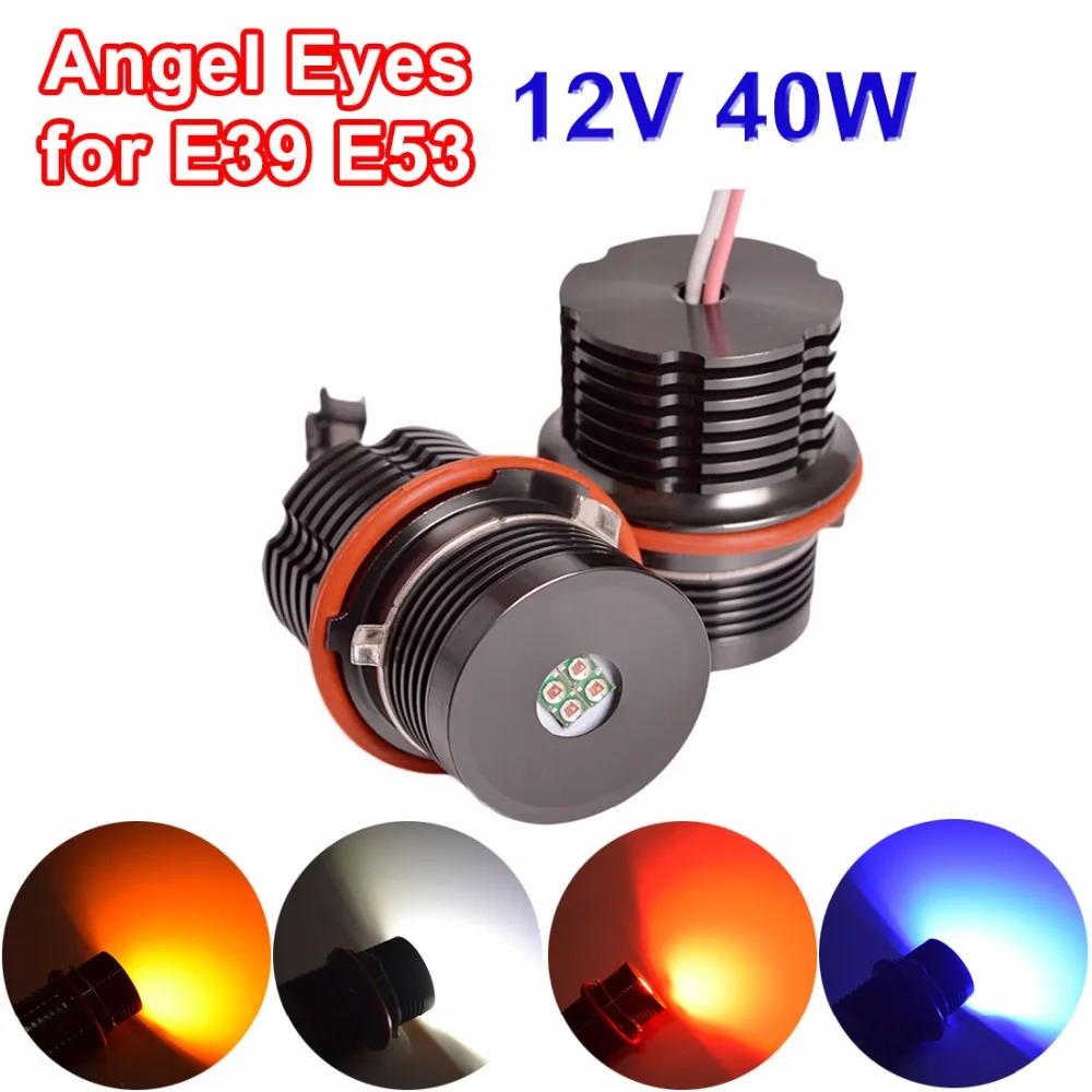 hippcron 2*20W 40W LED Marker Angel Eyes Bridgelux Chips White/Red/Blue/Yellow Color for E39 E87 E65 E64 E63 E61 E60 E53 | Автомобили и