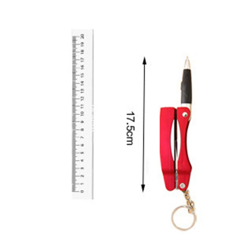 50pcs/lot Mini Keychain Led flashlight Scissors cutter with ballpoint pen Protable Keyring Key chain torch ballpen | Освещение