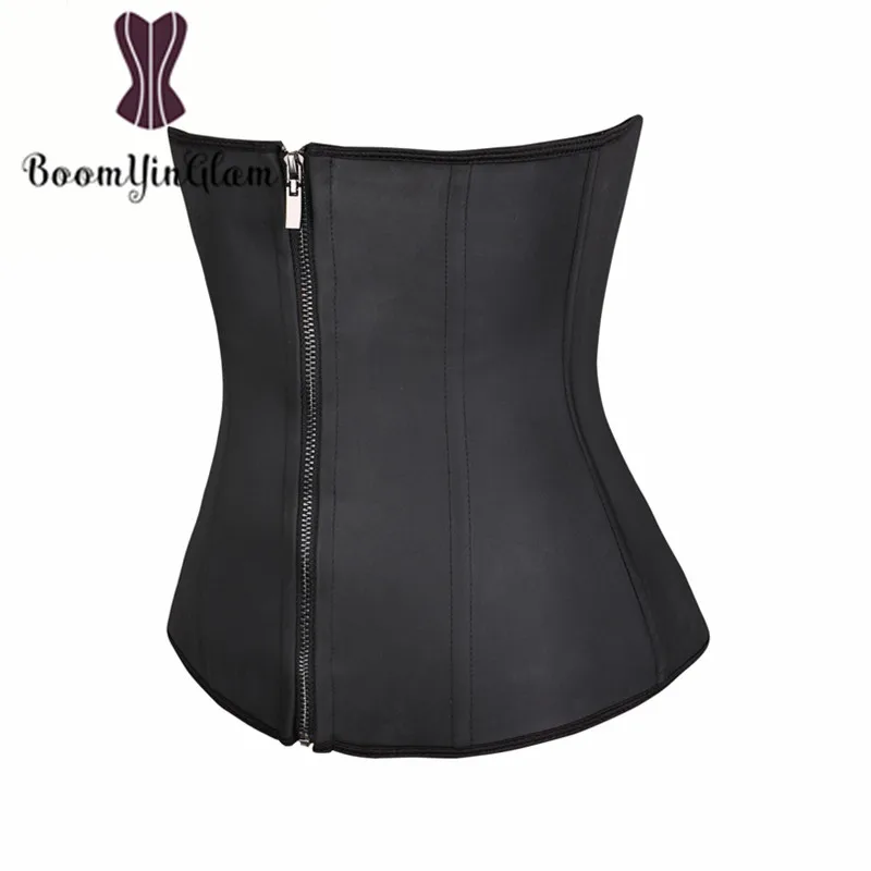 Черный женский корсет для талии крепкий прочный латексный с 7 стальными