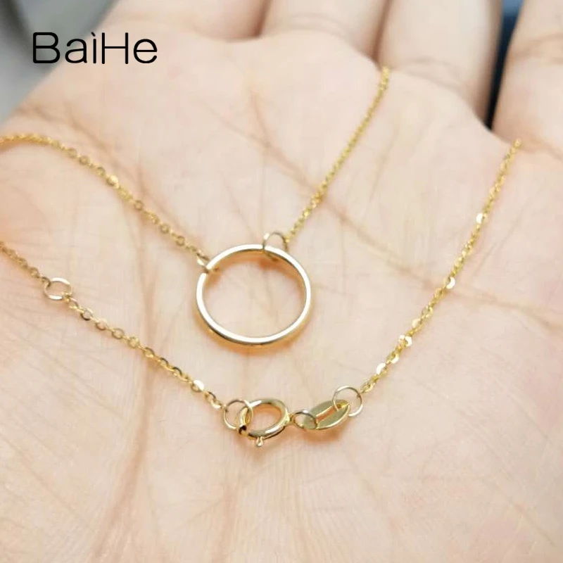 BAIHE Твердые 18K желтое золото годовщина свадебный подарок помолвка настоящее