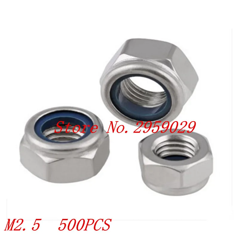 

500pcs/lot DIN985 M2.5 Stainless Steel A2 Nylon Lock Nut
