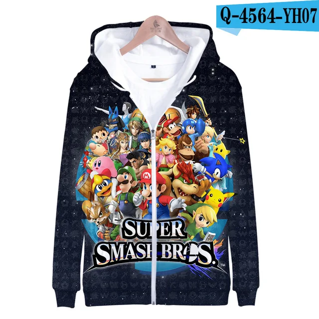 3dLL-384 Супер Марио Bros. 3D Толстовка с капюшоном, флисовая толстовка Super Smash Bros, толстовки Harajuku, мужской спортивный костюм, хип-хоп куртка на молнии, пальто, одежда - Цвет: 3dLL-384
