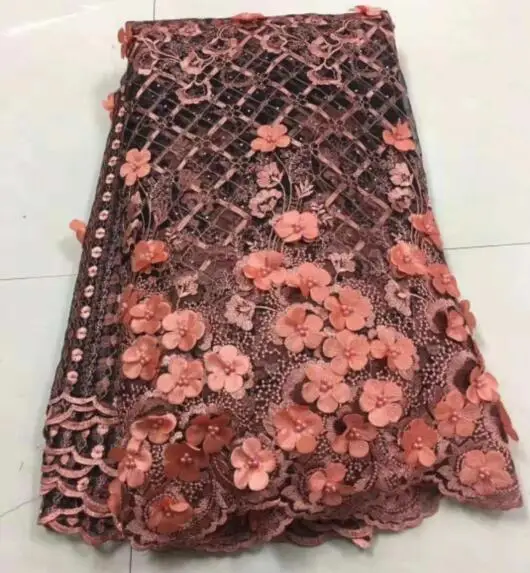 PWD18112801 african net lace fabric Green purple white pink embroidered tulle mesh with 3d flower | Дом и сад