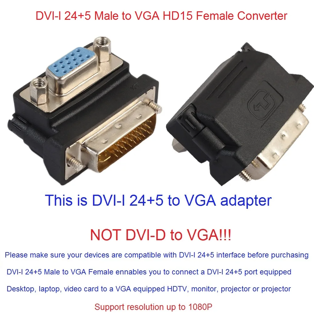 Адаптер конвертера DVI VGA 90 градусов I 24 + 5 штекеров в HD15 Женский адаптер мониторы