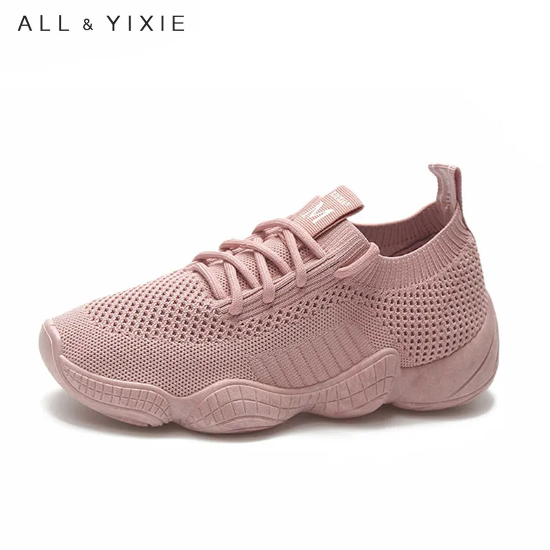 Женские дышащие кроссовки ALL YIXIE черные спортивные для отдыха в Корейском стиле с
