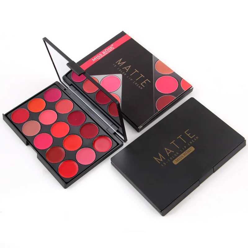 Miss Rose Beauty Makeup Lipsticks Moisturizer Lip Gloss Cosmetic Set Fashion Lipstick Palette Pretty Batom Matte 15 Colors |
