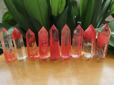 

9PC 690gram best colour gorgeous red smelt stone quartz crystal point heal gift