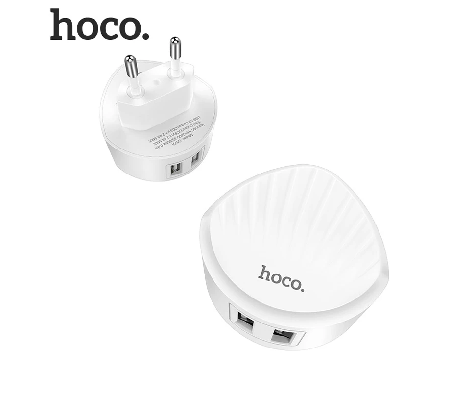 HOCO C67 USB вилка зарядное устройство 2.4A быстрая зарядка двойной USB зарядное устройство порты путешествия зарядка на айфон iphone 7 8 X samsung S10 Xiaomi зарядка для телефона