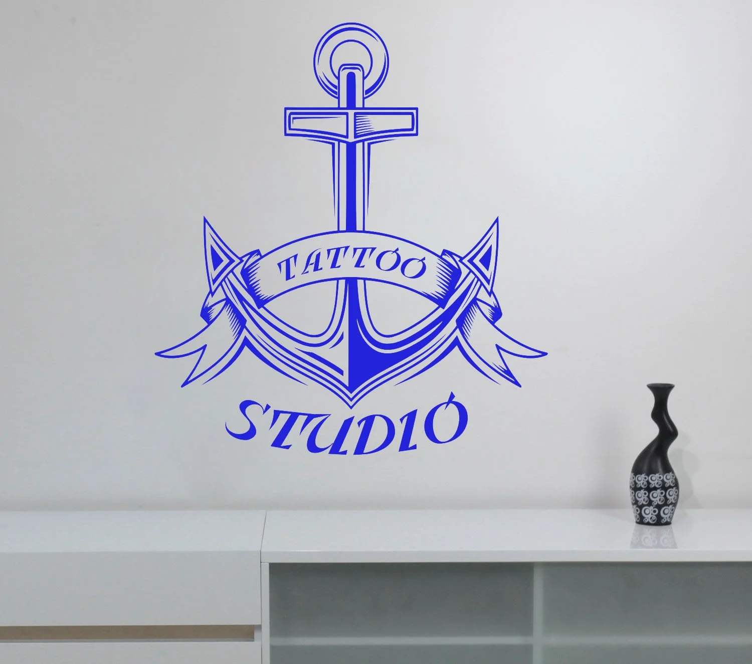 Виниловые наклейки на стену с рисунком якоря для тату студии|designer wall stickers|vinyl