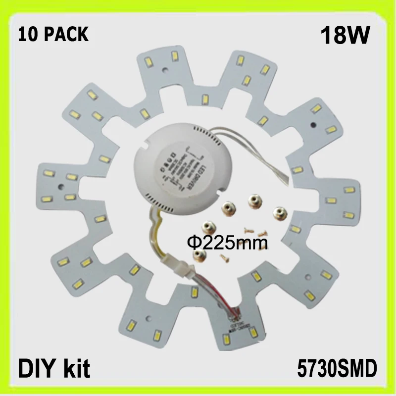 Оптовая продажа 10 упаковок Круглый Светодиодный точечный светильник 18 Вт