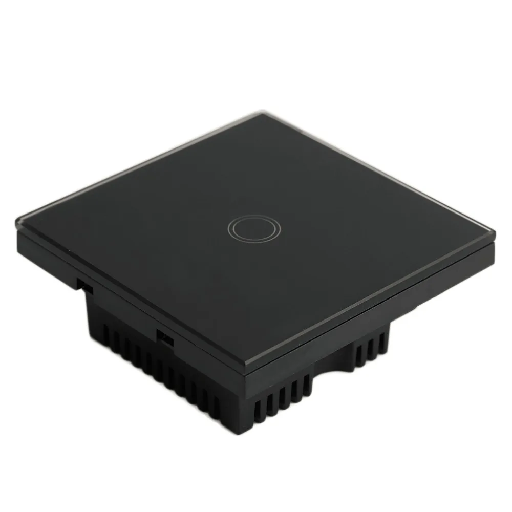 Newest Smart Home Black Crystal Glass Panel 1 Circuit UK Plug Light Touch And Remote Control Screen Switch With LED indicator |
