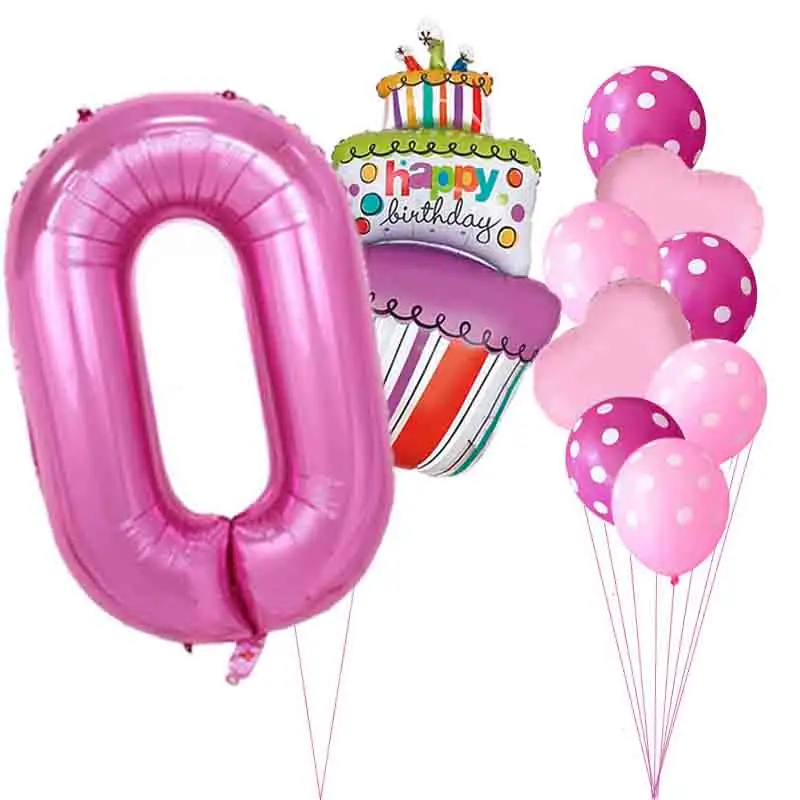 10 шт., для детского душа, 1, 2, 3, 4, 5, для дня рождения, Декор, 40 дюймов, номер, фольга, воздушные шарики, принадлежности для маленьких мальчиков, воздушные шарики для девочек, латексные гелиевые шары - Цвет: Pink 0st