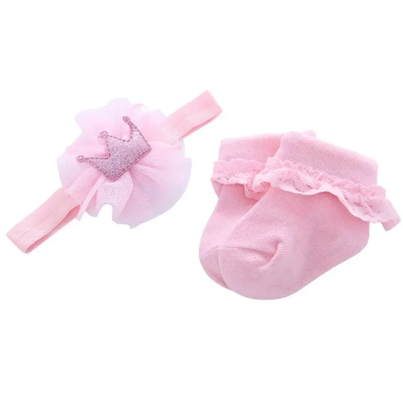 2 шт./1 комплект Хлопковые носки для малышей цветы Hairbands наборы девочек Головные