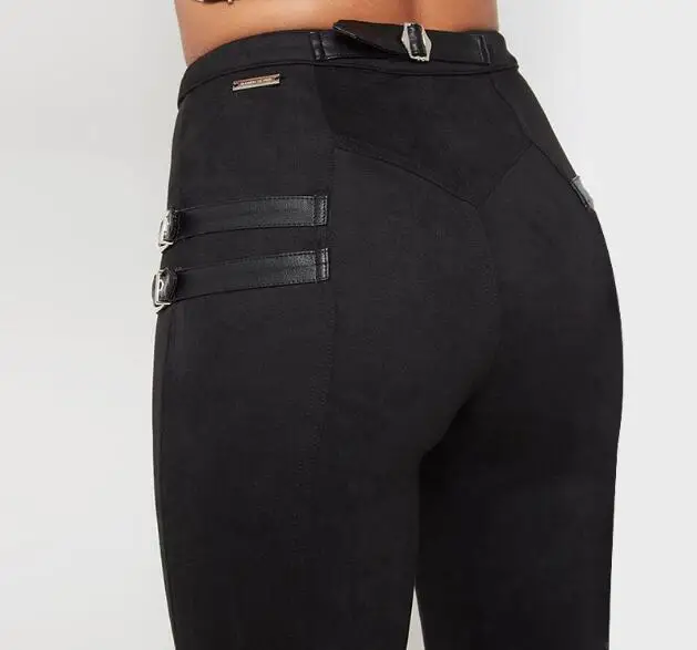 

Cultiseed Women European Skinny Suede Long Pant Trousers Ladies Belt Decoration Tight Long Pants Female Fashion Pencil Pants