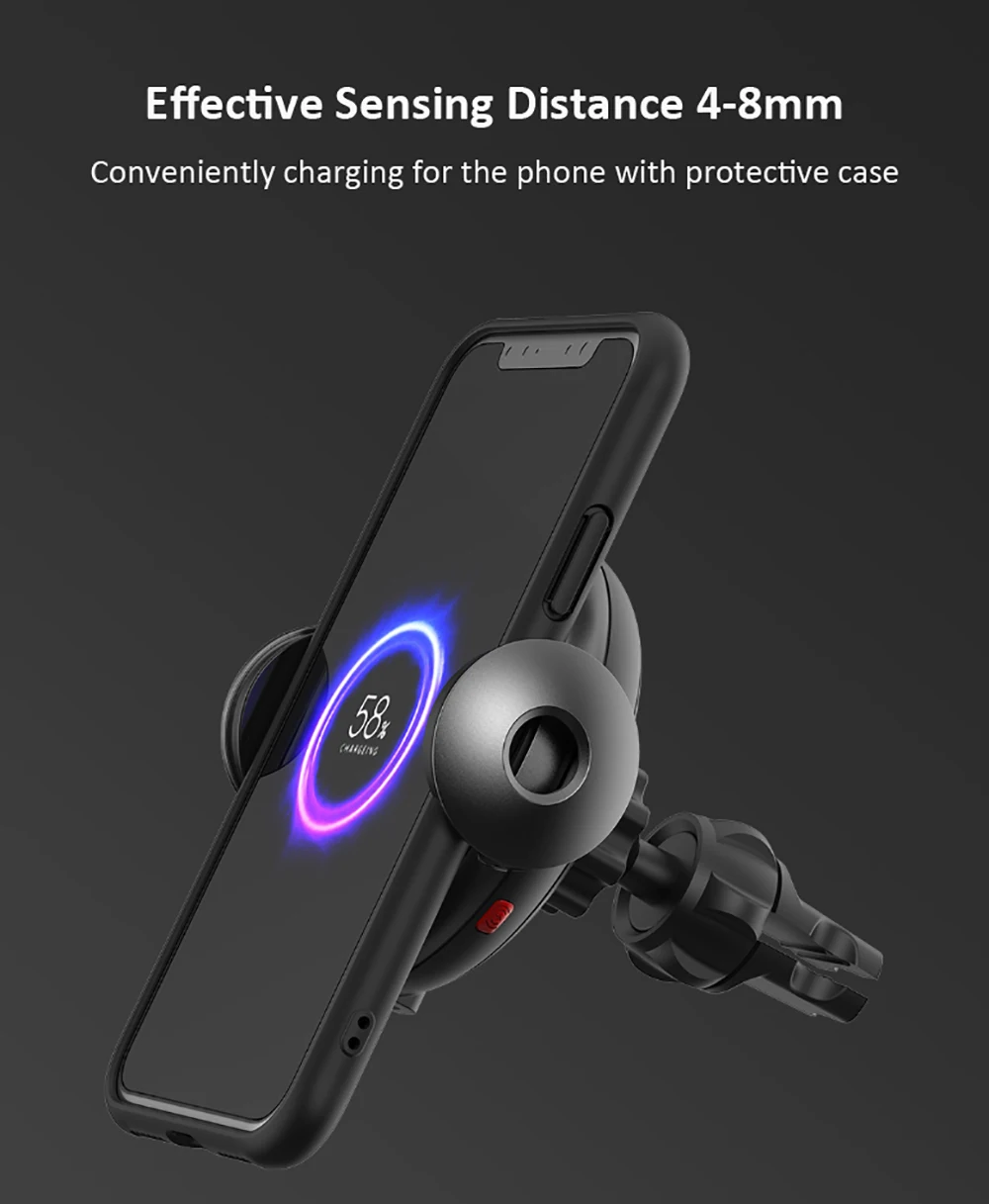 Быстрое беспроводное автомобильное зарядное устройство Xiaomi Mijia Shunzao, инфракрасное индукционное зарядное устройство на вентиляционное отверстие 15 Вт, максимальное электрическое автоматическое зарядное устройство для 4-6,5 Дюймов