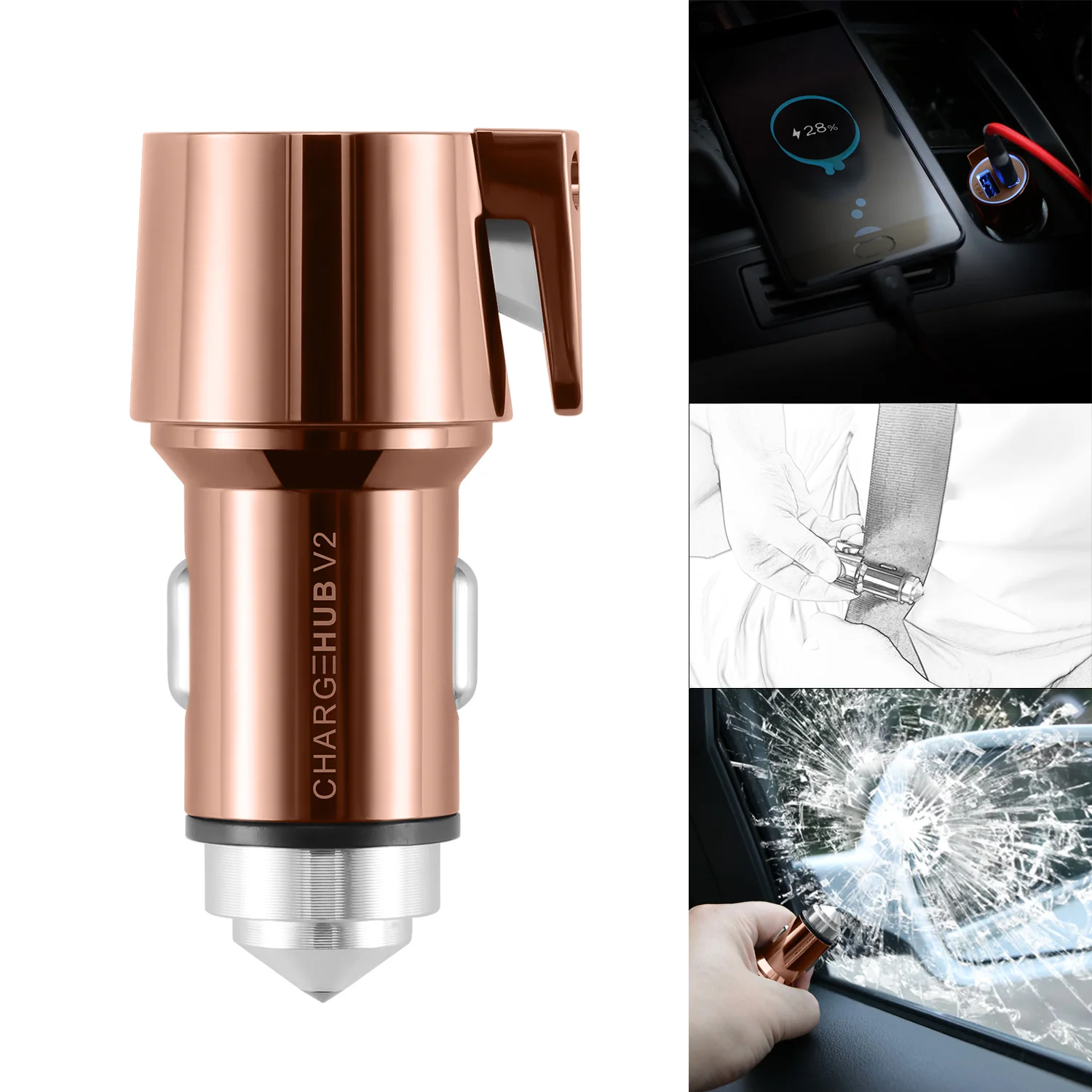 DC5V Dual USB быстрая зарядка автомобиля зарядное устройство для Зарядное устройство для быстрого Зарядное устройство мобильного телефона Быстрый Зарядное устройство автомобиля-Зарядное устройство Аварийные молотки резак ремня безопасности