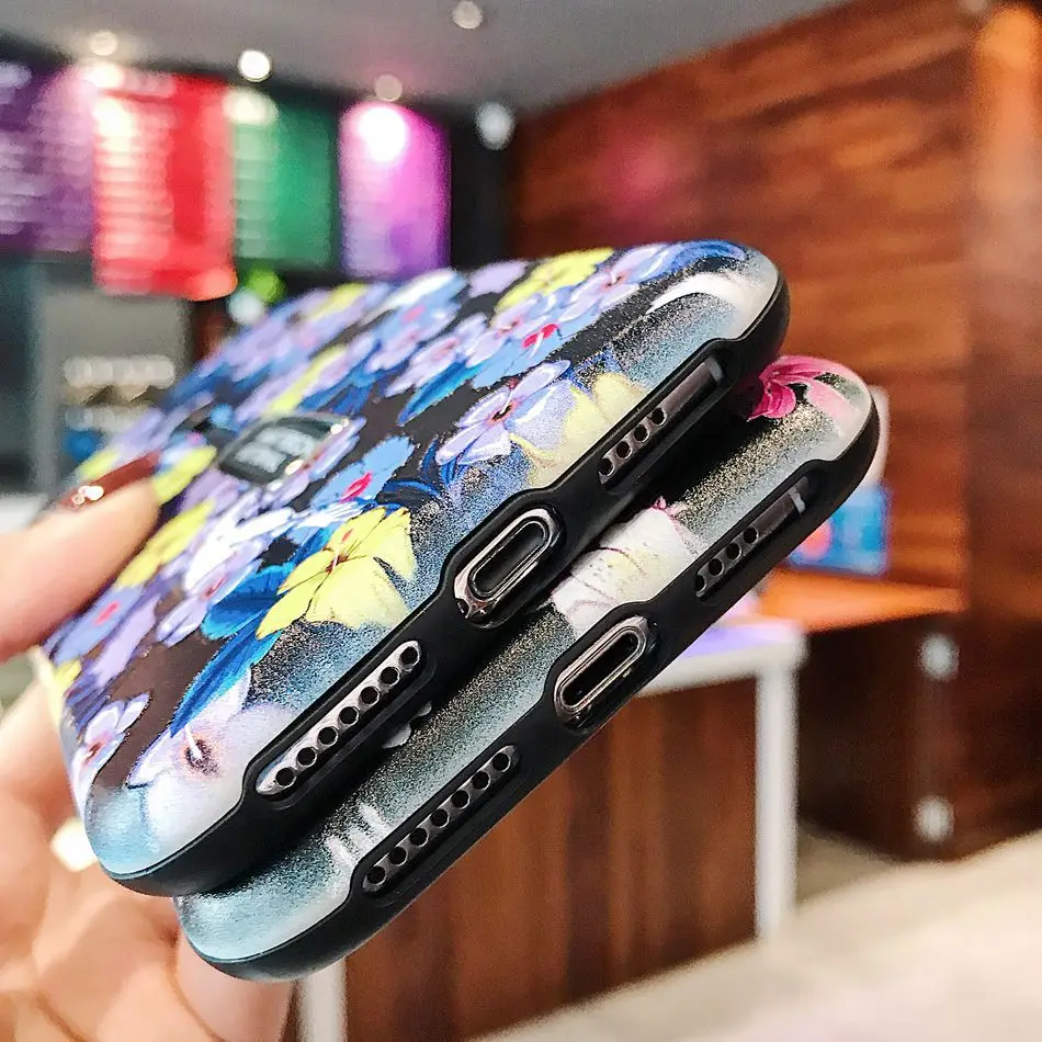 Чехол для iPhone Xs Max XR 7 8 Plus Модный цветочный силиконовый растягивающийся чехол с
