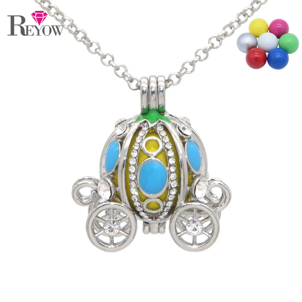 Серебряный тон Кристалл тыквы каретки медальон может открыть кулон Беременность