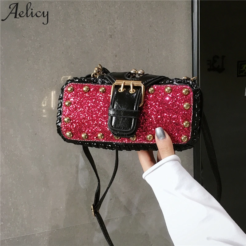Aelicy Женская сумочка с клапаном сумки мессенджеры модная блестящая Лоскутная