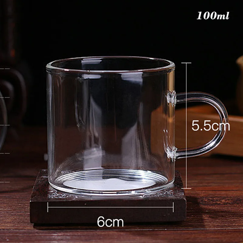 2 шт. прозрачные стеклянные чашки для чая ручной работы простые термостойкие