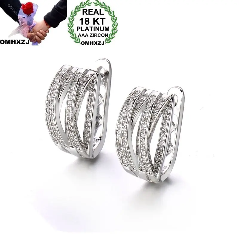 Серьги кольца OMHXZJ EA464 женские ювелирные украшения из белого золота с цирконием