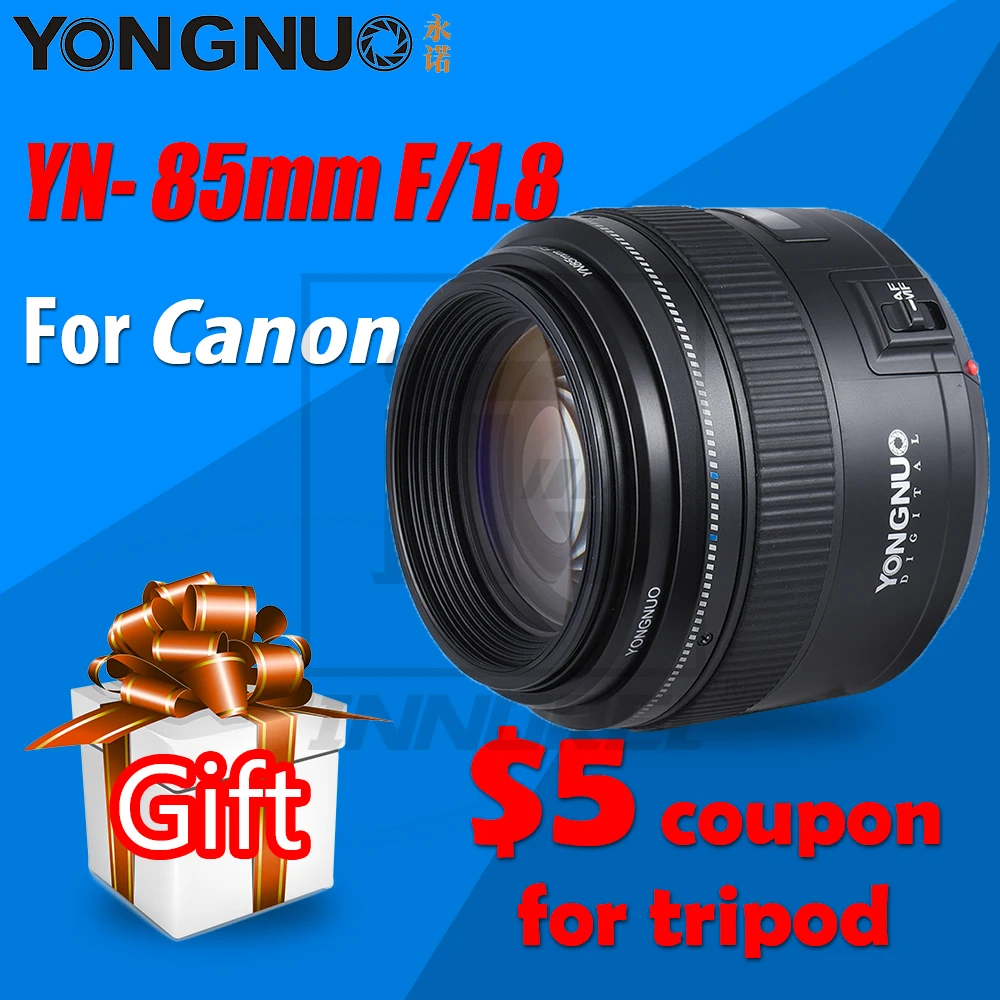 Оригинальный объектив YONGNUO yn85 мм f1.8 85 для фотоаппарата с фиксированным фокусом