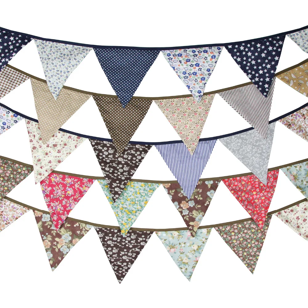 

Новая мода кофейного цвета 3,2 м 12 флагов цветочный принт ткань флажки личность вечерние украшения реквизит для фотосессии настроить гирлян...