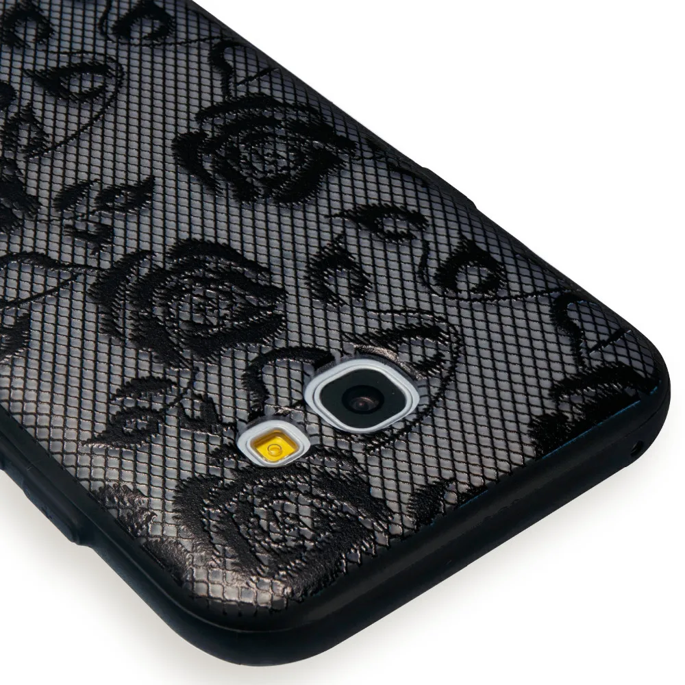Sexy 3D Lace Flower Floral Phone Case For Samsung Galaxy A3 A5 A7 2017 A320 A520 A520F A720 Cases Hard PC+TPU Back Cover |
