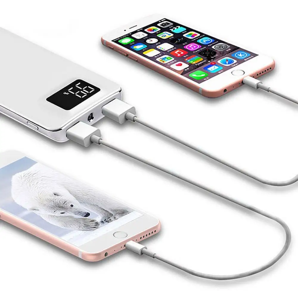 Внешний аккумулятор 10000 мАч двойной USB светодиодный фонарик портативное зарядное