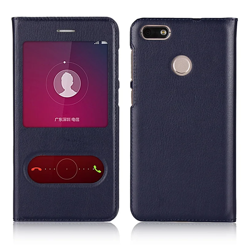 Чехол для Huawei P9 Lite mini case 5," чехол с откидной крышкой Funda для Huawei Y6 Pro чехол окно вид ПК кожаный жесткий чехол kimTHmall