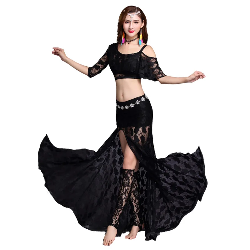 Женский набор костюма для танца живота bellydance кружевная юбка с разрезом взрослых