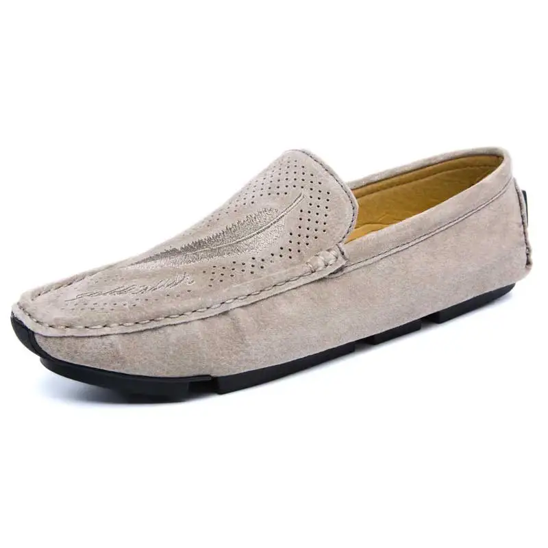 Mocassin homme de Lux; повседневные лоферы; Мужская обувь; дышащая обувь; модная мужская обувь; слипоны; мужские лоферы размера плюс 11; черный цвет - Цвет: Wandai-8807L-Khaki